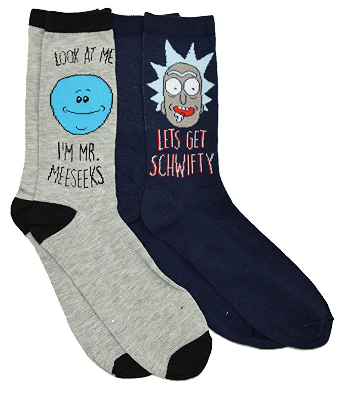 Rick and Morty Meeseeks Schwifty 2 Pack mens Crew Socks